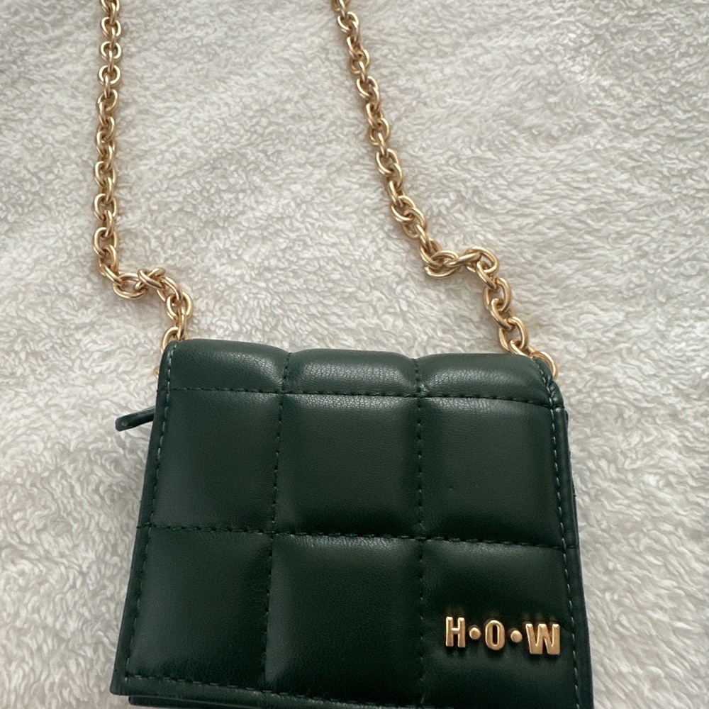 House of Want Green Mini Bag with Quilted Texture and Chain Strap